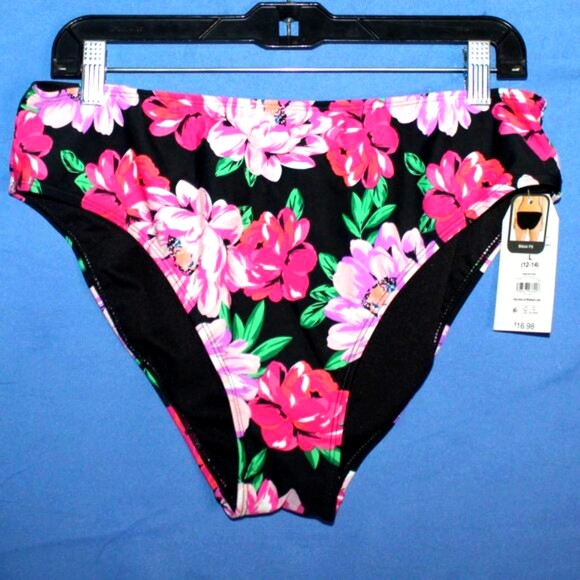 Time and Tru High Waist Bikini Bottoms Floral Large 12-14 NWT - Picture 1 of 7